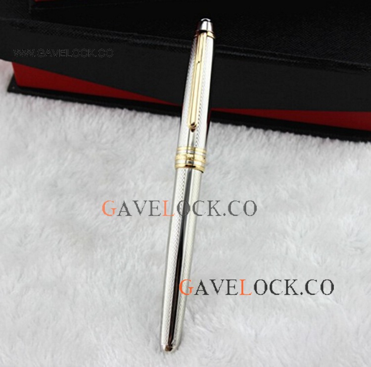 Knockoff Montblanc Meisterstuck Fountain Pen - Silver & Gold Clip